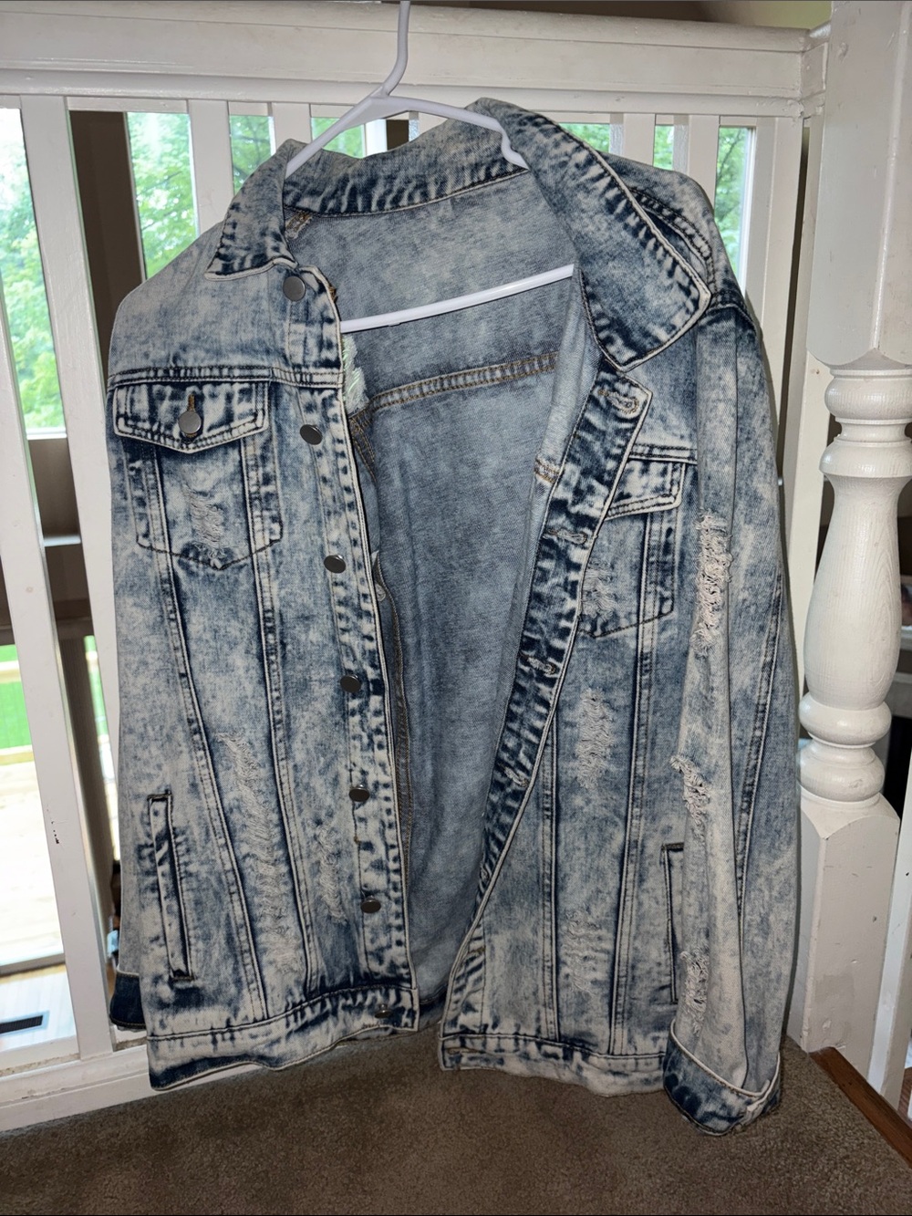 Acid Wash Denim Jacket - Light Blue
